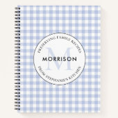 Behoud Familie Recepten Blauw Monogram Recept Notitieboek (Voorkant)