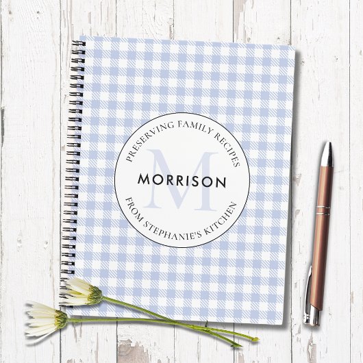 Behoud Familie Recepten Blauw Monogram Recept Notitieboek