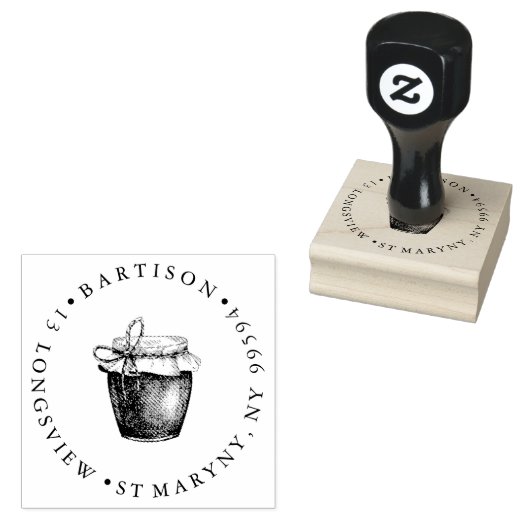 Behoud hamper jam ROUND RETURN ADRES Rubberstempel (Gestempeld)