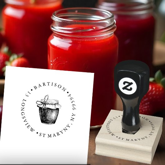 Behoud hamper jam ROUND RETURN ADRES Rubberstempel