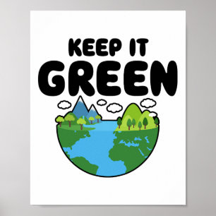 Behoud IT Green Earth Day Planet Milieuvriendelijk Poster