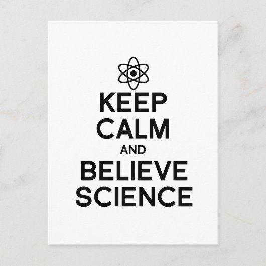 BEHOUD KALM EN GELOOF WETENSCHAP BRIEFKAART (Voorkant)