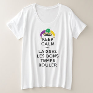 BEHOUD KALM EN LAISSEZ LES BONS TEMPS ROULER GROTE MAAT T-SHIRT