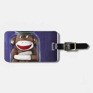 Behoud kindertijd met Sock Monkey Bagagelabel