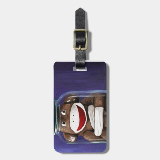 Behoud kindertijd met Sock Monkey Bagagelabel (Voorkant verticaal)