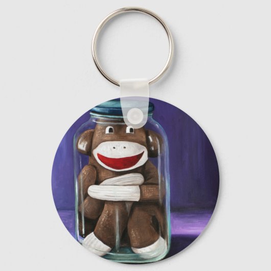 Behoud kindertijd met Sock Monkey Sleutelhanger (Voorkant)