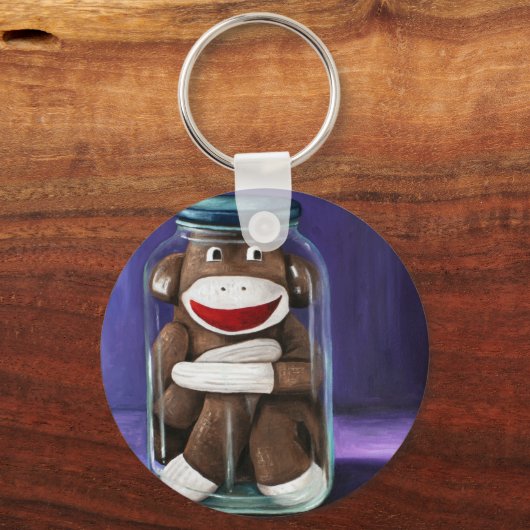 Behoud kindertijd met Sock Monkey Sleutelhanger (Voorkant)