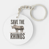 Behoud van de dieractivist Rhinos Rhino Sleutelhanger (Achterkant)