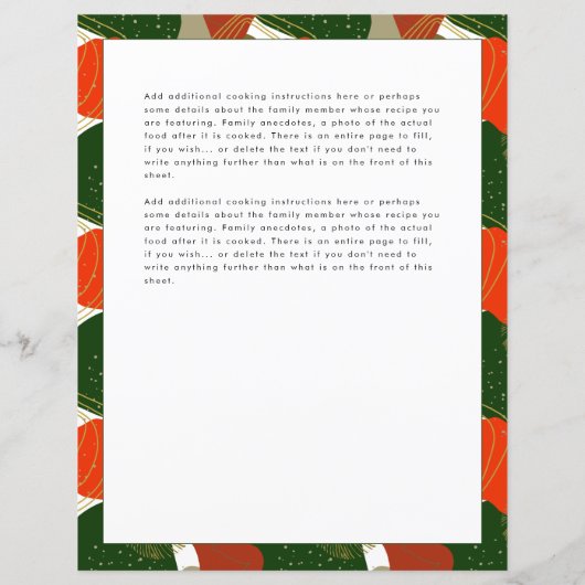 Behoud van Familie Recepten Kerstmis Recept Blad (Achterkant)