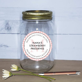 Behoud van familierecepten Red Gingham Monogram Ronde Sticker