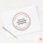 Behoud van familierecepten Red Gingham Monogram Ronde Sticker (Envelop)
