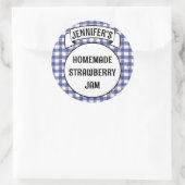 Behoudt Jam Jelly Jar Blue Plaid Gingham Label (Tas)