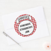 Behoudt Jam Jelly Jar Red Plaid Gingham Label (Envelop)
