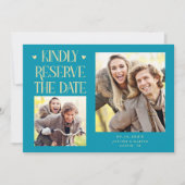Behoudt U 2-Foto Aqua Huwelijk Save The Date (Voorkant)
