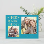 Behoudt U 2-Foto Aqua Huwelijk Save The Date (Staand voorkant)