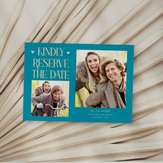 Behoudt U 2-Foto Aqua Huwelijk Save The Date