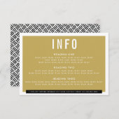 BEHUIZING DETAIL fun bold block modern zwart goud RSVP Kaartje (Voorkant / Achterkant)