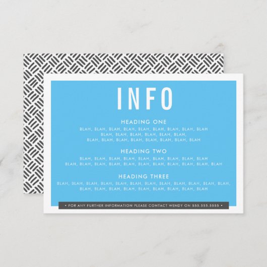 BEHUIZING DETAIL fun bold blok houtskool grijs aqu RSVP Kaartje (Voorkant / Achterkant)