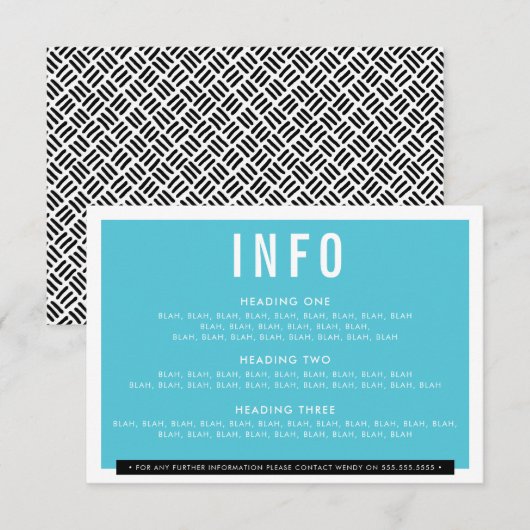 BEHUIZING DETAIL leuk vet blok zwart turquoise RSVP Kaartje (Voorkant / Achterkant)