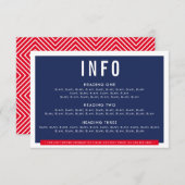 BEHUIZING DETAILS fun bold block navy blauw rood RSVP Kaartje (Voorkant / Achterkant)