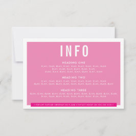 BEHUIZING DETAILS leuk blok girly  roze RSVP Kaartje