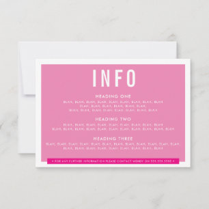 BEHUIZING DETAILS leuk blok girly  roze RSVP Kaartje