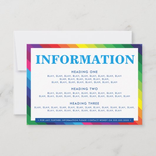 BEHUIZING DETAILS leuke kleurrijke regenboog stree RSVP Kaartje (Voorkant)