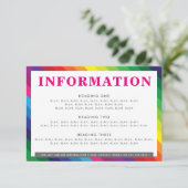 BEHUIZING DETAILS leuke kleurrijke regenboog stree RSVP Kaartje (Staand voorkant)