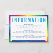 BEHUIZING DETAILS leuke kleurrijke regenboogstreep RSVP Kaartje (Voorkant)