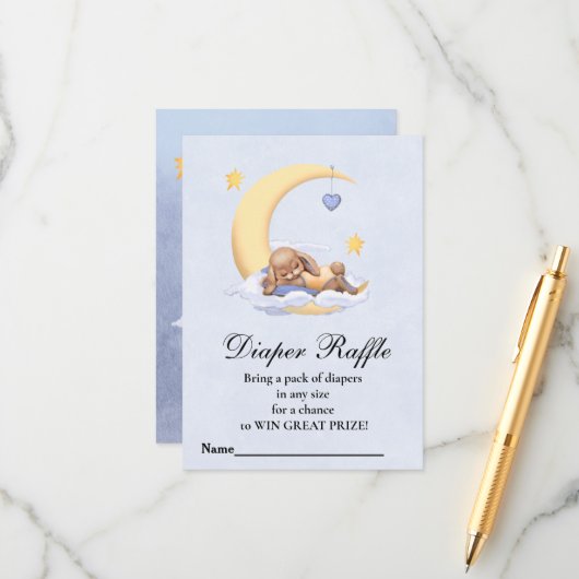 Behuizing Kaart Baby shower Luier Raffle. (Voorkant / Achterkant in situ)
