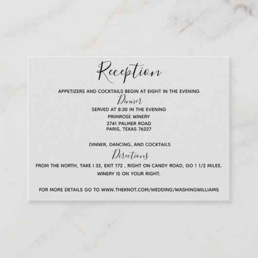 Behuizing Kaart Grijs bruiloft receptie (Voorkant)