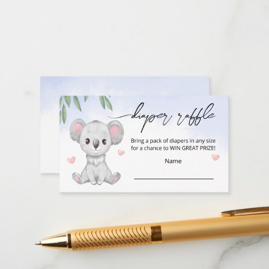 Behuizing Kaart "luier loterij" voor baby shower. (Voorkant / Achterkant in situ)