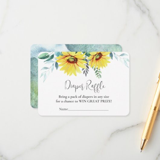 Behuizing Kaart Luier Raffle, Baby shower (Voorkant / Achterkant in situ)