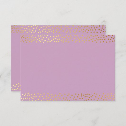 BEHUIZING KAART rustiek goud mini confetti paarse (Voorkant / Achterkant)