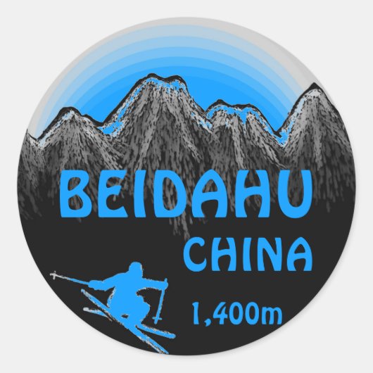 Beidahu China blauw ski logo kunst stickers (Voorkant)