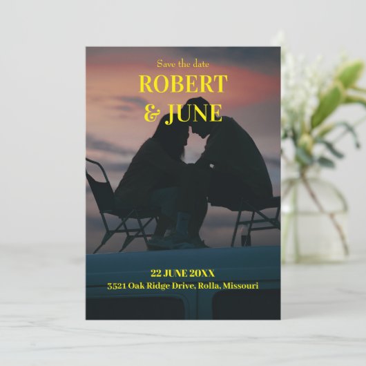 Beide kanten volledige foto save the date (Staand voorkant)