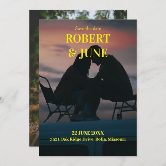 Beide kanten volledige foto save the date (Voorkant / Achterkant)