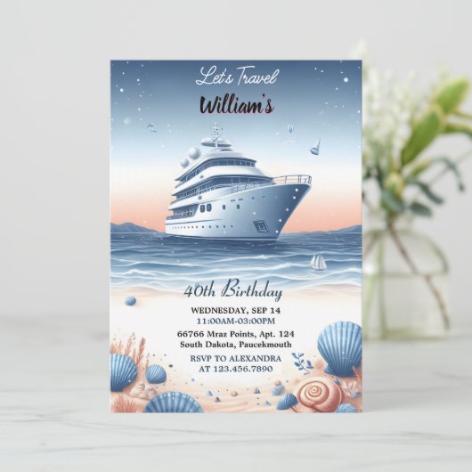 Beide Ocean Waves Reizen Anker Yacht 40e Verjaarda Kaart (Staand voorkant)