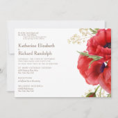 Beide Ouder Rood Bloemen 2 Zalen Wit Bruiloft Kaart (Voorkant)