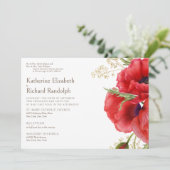 Beide Ouder Rood Bloemen 2 Zalen Wit Bruiloft Kaart (Staand voorkant)