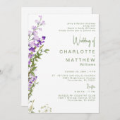 Beide ouders 2 locatie lavendel bruiloft kaart (Voorkant / Achterkant)