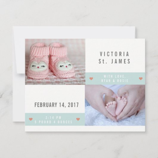 Beide partijen nu | Nieuwe Baby Aankondiging Kaart (Achterkant)