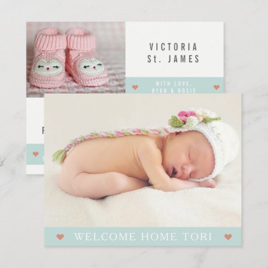 Beide partijen nu | Nieuwe Baby Aankondiging Kaart (Voorkant / Achterkant)