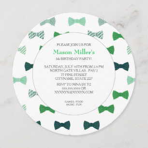 BEIDE STROPDAS REUZE BIRTHDAY PARTIJ INVITE KAART