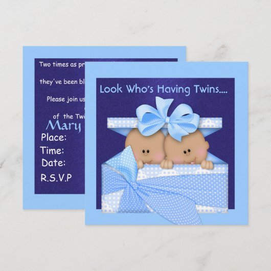 BEIDE TWINS BABY SHOWER AFRIKAANSE AMERIKAANSE INV KAART (Voorkant / Achterkant)