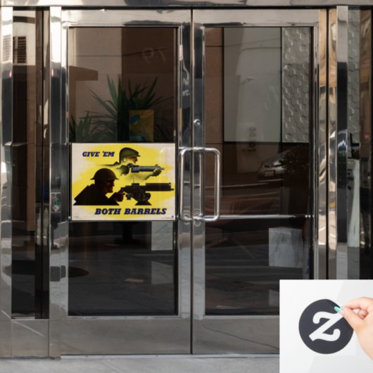 Beide vaten, leger & industrie, oorlogsinspanning raamsticker (Kantoordeur)