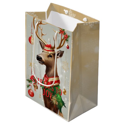 Beide zijden bedrukte kerstcadeau tas - Medium Cadeauzakje (Voorkant Gekanteld)