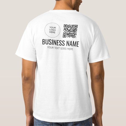 Beide zijdruk personeel team Mannen QR-code Logo T-shirt (Achterkant)