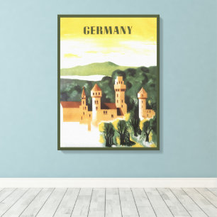 Beieren, Duitsland, Duits Kasteel Vintage Reis Kun Canvas Afdruk