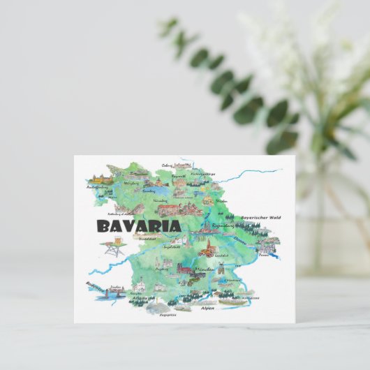 Beieren, Duitsland, geïllustreerd reizen Briefkaart (Staand voorkant)